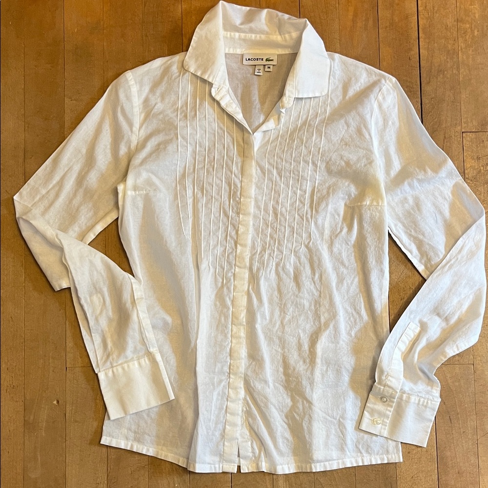 Lacoste White Pleated Button Down